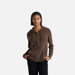 Quince 100% Cashmere Full Zip Hoodie Size XS, Brown, New Sealed